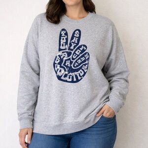 Women's Gray Graphic Peace Sweater